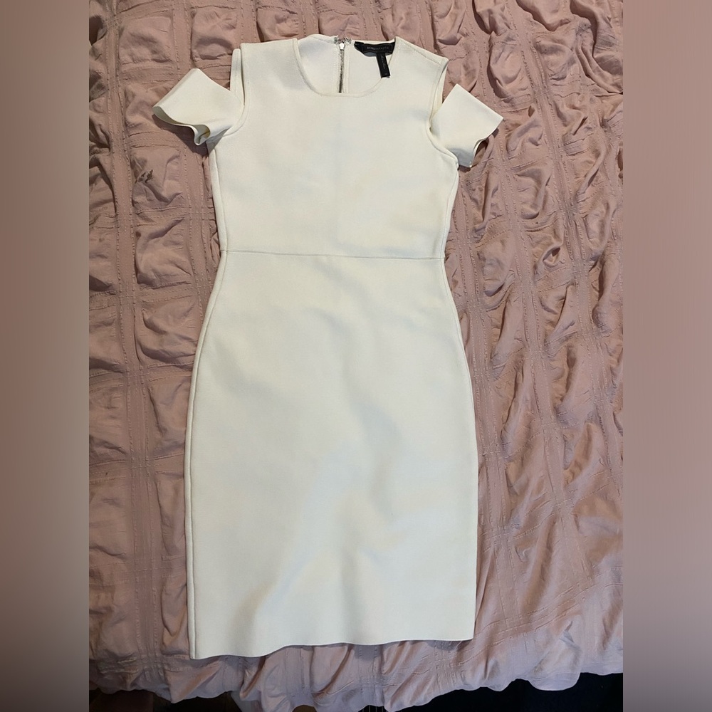 BCBG White Elastic Dress Open Shoulders